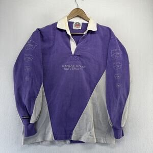 Vintage Kansas State university Rugby Shirt men's 2XL Purple Barbarian Wildcats